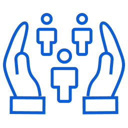 Icon of slightly cupped hands with three people between them